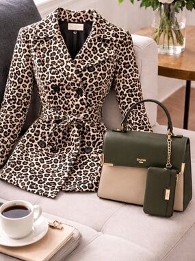 Dune London Two-Tone Olive & Beige Top-Handle Bag